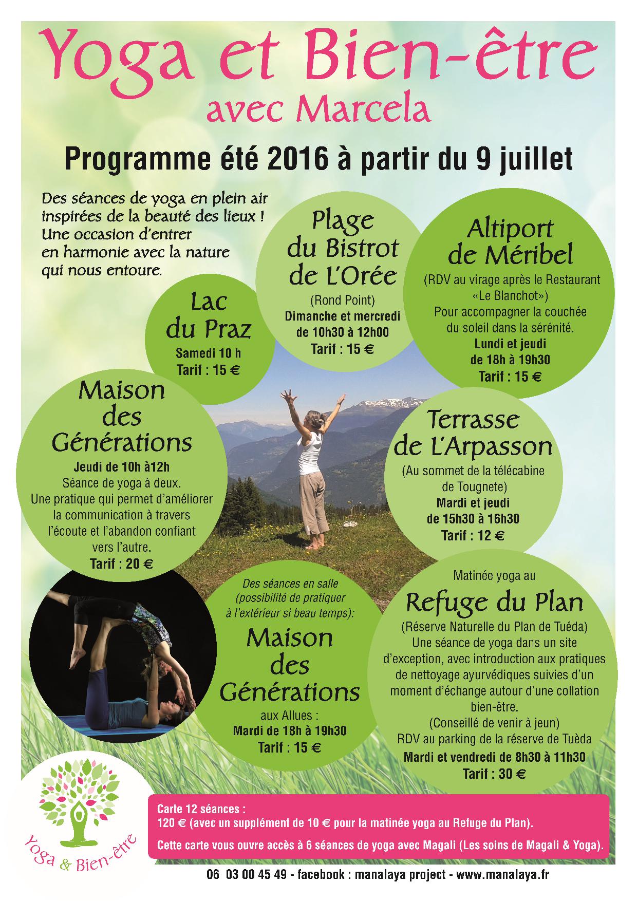 Programme Yoga & bien-être avec Marcela Juillet/Août 2016
